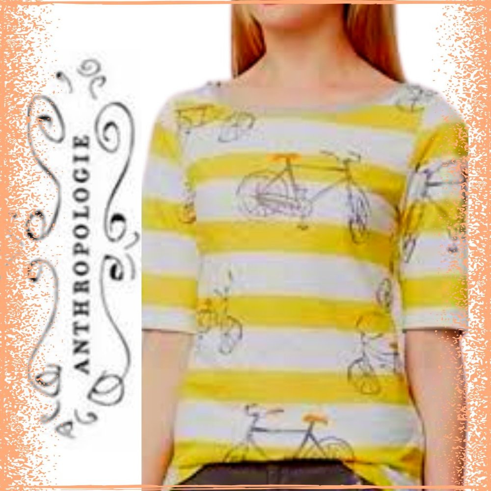 ANTHROPOLOGIE POSTMARK STRIPED BICYCLE TOP - XS